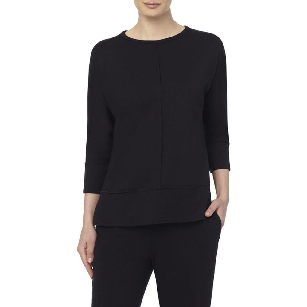 Jones New York Womens Black Pintuck Comfy Side Slit Tunic Top Shirt NWT